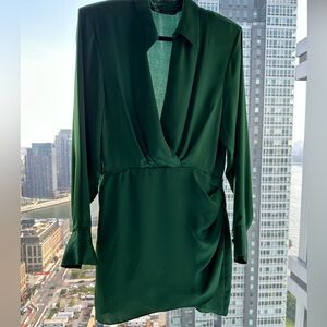 Open-front green silk blend dress from Zara